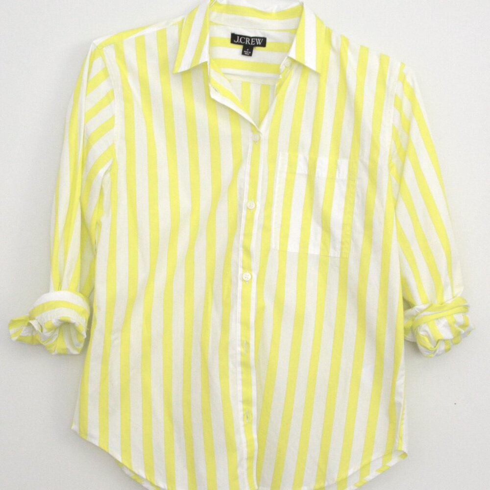 Jcrew Bright Yellow Striped Button Up